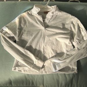 Light Grey And White Cropped Long Sleeve Shirt